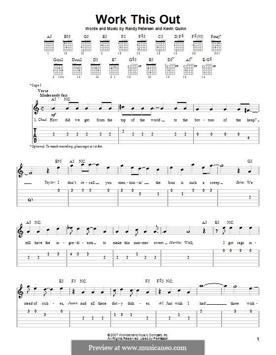 Work This Out (High School Musical 2): Für Gitarre (Sehr leichte Fassung) by Kevin Quinn, Randy Petersen