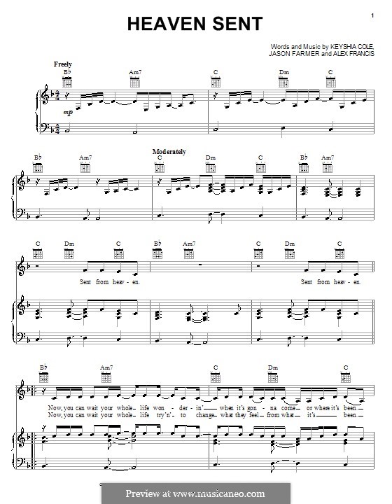 Heaven Sent (Keyshia Cole): Für Stimme und Klavier (oder Gitarre) by Alex Francis, Jason Farmer
