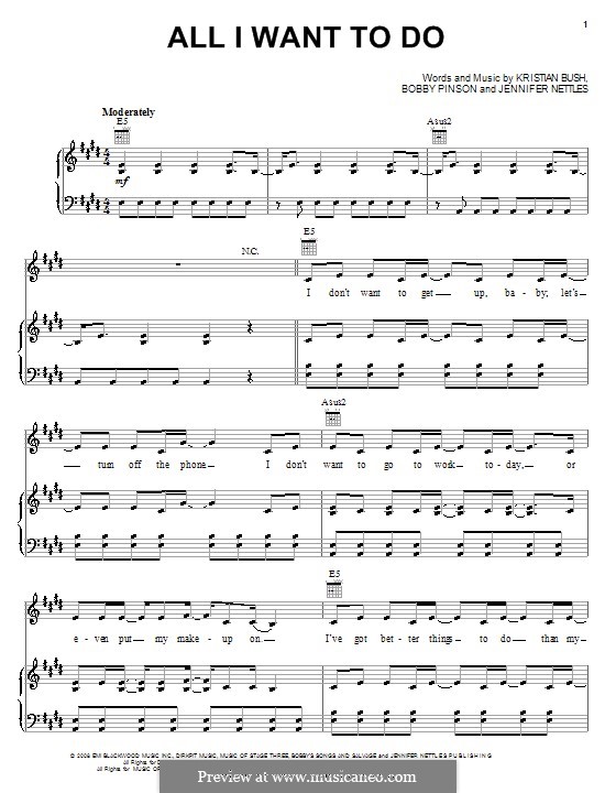 All I Want To Do (Sugarland): Für Stimme und Klavier (oder Gitarre) by Bobby Pinson, Jennifer Nettles, Kristian Bush