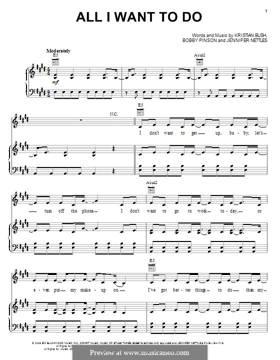 All I Want To Do (Sugarland): Für Stimme und Klavier (oder Gitarre) by Bobby Pinson, Jennifer Nettles, Kristian Bush
