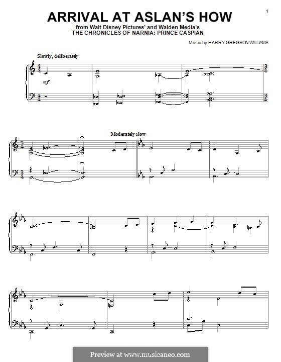 Arrival at Aslan's How: Für Klavier by Harry Gregson-Williams