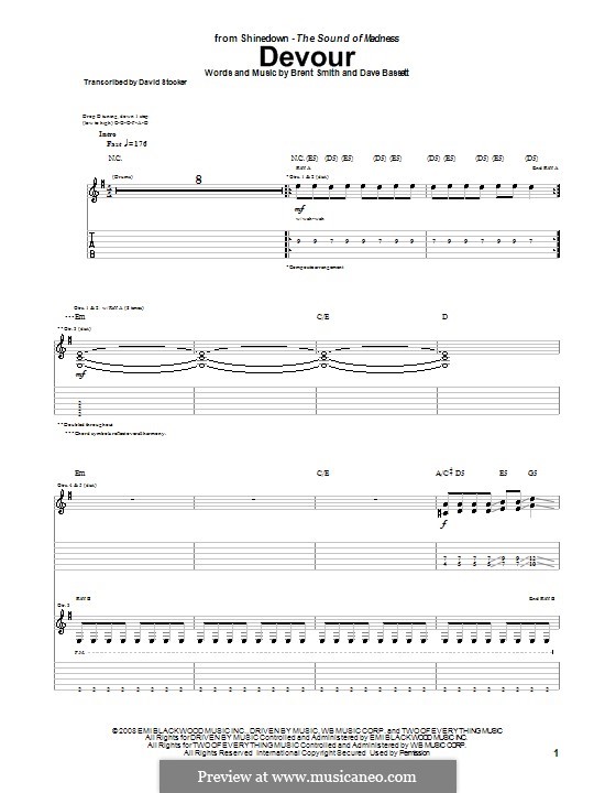 Devour (Shinedown): Für Gitarre mit Tabulatur by Brent Smith, Dave Bassett