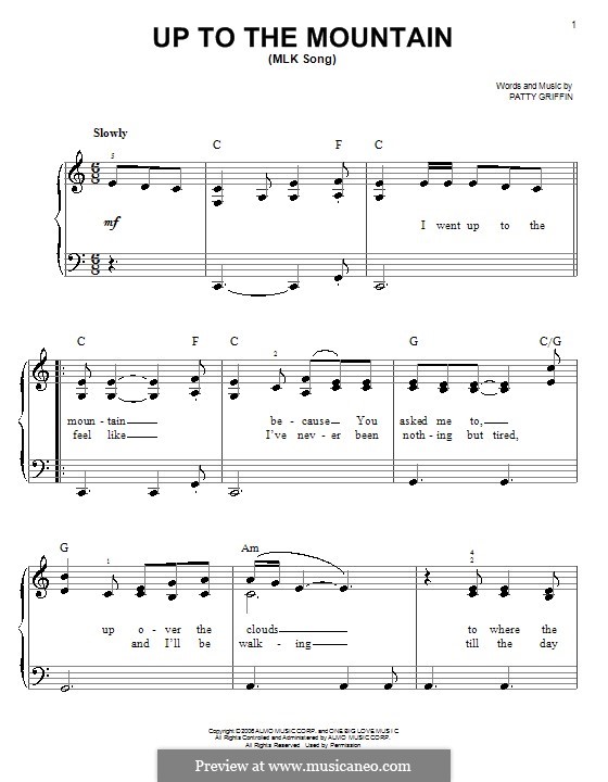 Up to the Mountain (MLK Song): Für Klavier, leicht by Patty Griffin