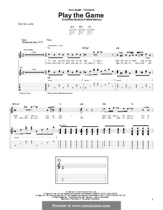 Play the Game (Queen): Für Gitarre mit Tabulatur by Freddie Mercury
