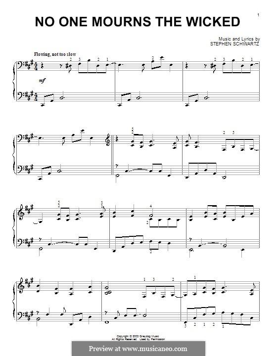 No One Mourns the Wicked: Für Klavier by Stephen Schwartz