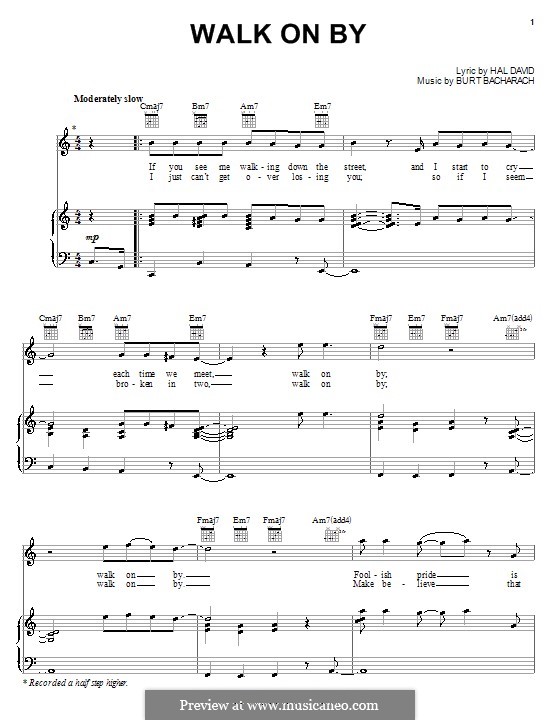 Walk on By: Für Stimme mit Klavier oder Gitarre (Michael McDonald) by Burt Bacharach