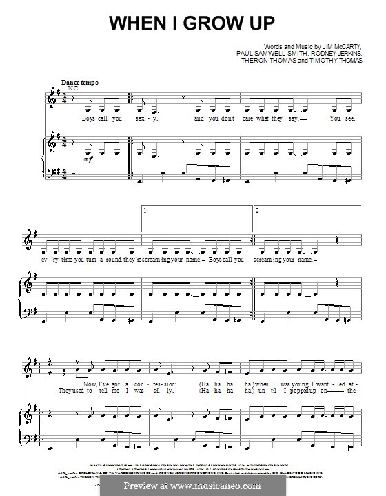 When I Grow Up (Pussycat Dolls): Für Stimme und Klavier (oder Gitarre) by James McCarty, Paul Samwell-Smith, Rodney Jerkins, Theron Thomas, Timothy Thomas
