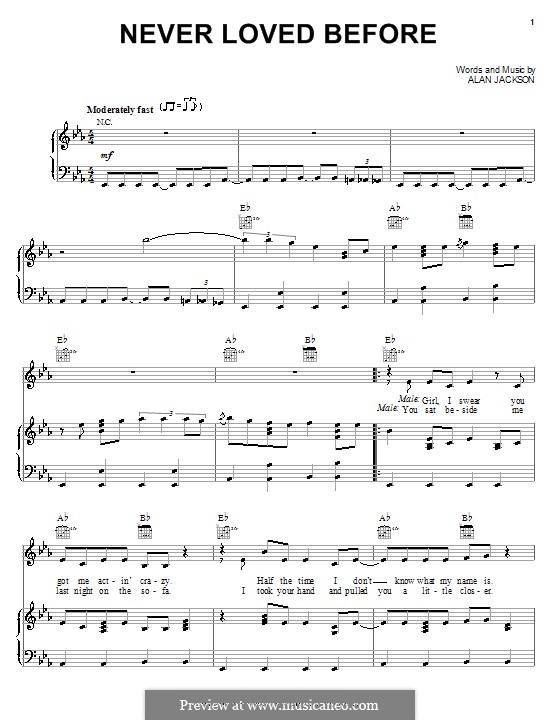 Never Loved Before: Für Stimme und Klavier (oder Gitarre) by Alan Jackson