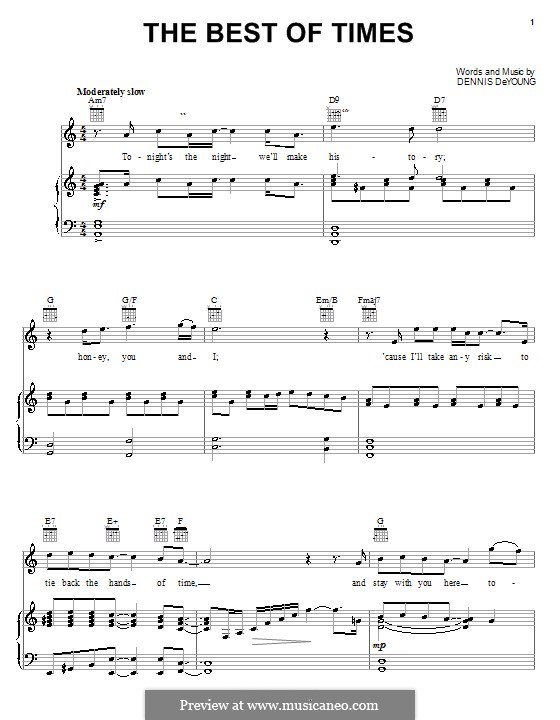 The Best of Times (Styx): Für Stimme und Klavier (oder Gitarre) by Dennis DeYoung
