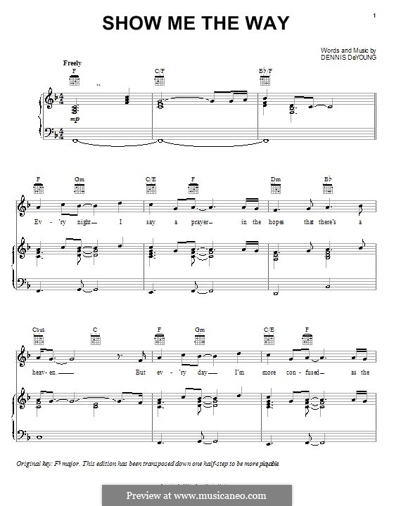 Show Me the Way (Styx): Für Stimme und Klavier (oder Gitarre) by Dennis DeYoung