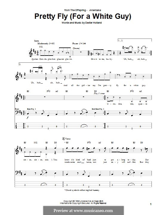 Pretty Fly / For a White Guy (The Offspring): Für Bassgitarre mit Tabulatur by Dexter Holland