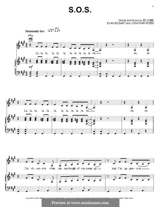 S.O.S. (Rihanna): Für Stimme und Klavier (oder Gitarre) by Evan Kidd Bogart, Ed Cobb, Jonathan Rotem