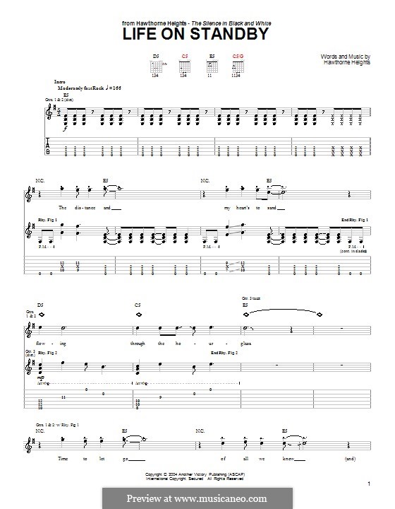 Life on Standby: Für Gitarre mit Tab by Hawthorne Heights