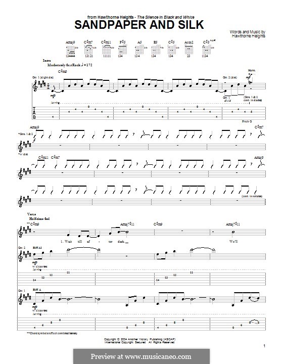 Sandpaper and Silk: Für Gitarre mit Tab by Hawthorne Heights