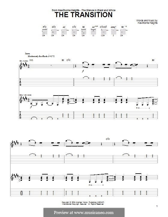 The Transition: Für Gitarre mit Tab by Hawthorne Heights