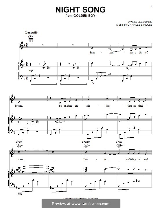Night Song: Für Stimme und Klavier (oder Gitarre) by Charles Strouse