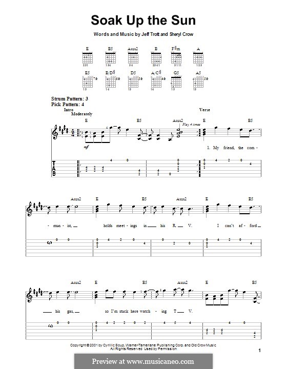 Soak Up the Sun: Für Gitarre (Sehr leichte Fassung) by Jeffrey Trott