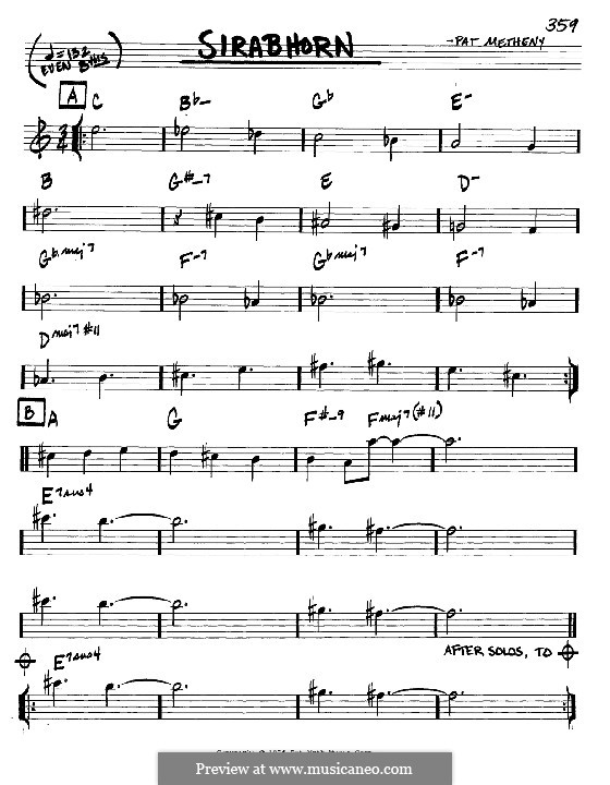 Sirabhorn: Melodie und Akkorde - Instrumente in C by Pat Metheny