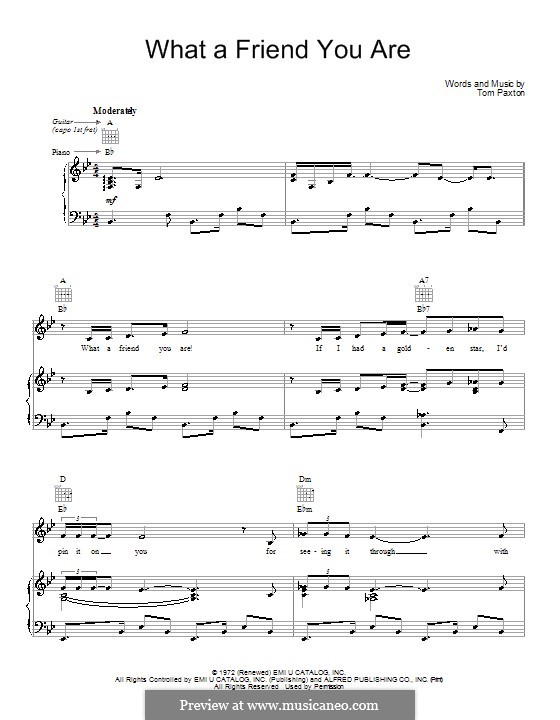 What a Friend You Are: Für Stimme und Klavier (oder Gitarre) by Tom Paxton