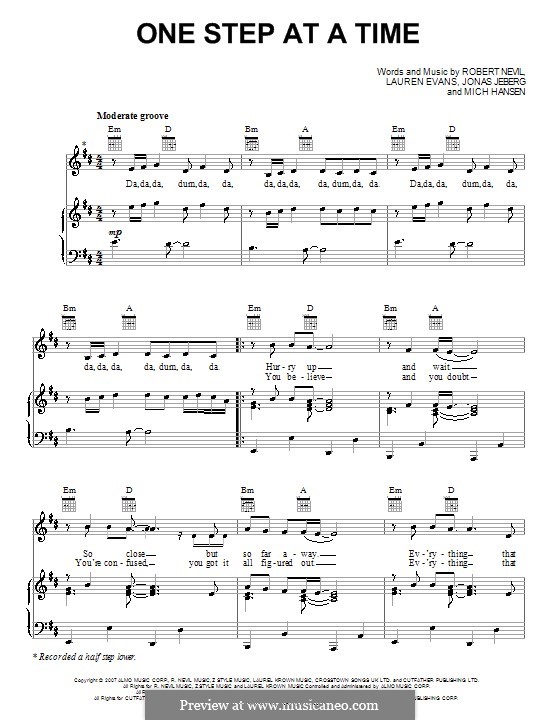 One Step at a Time (Jordin Sparks): Für Stimme und Klavier (oder Gitarre) by Jonas Jeberg, Lauren Evans, Mich Hansen, Robbie Nevil