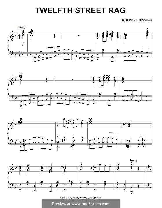 Twelfth Street Rag: Für Klavier by Euday Louis Bowman