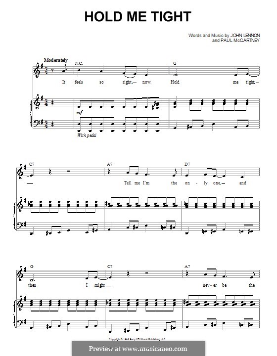 Hold Me Tight (The Beatles): Für Stimme und Klavier (oder Gitarre) by John Lennon, Paul McCartney