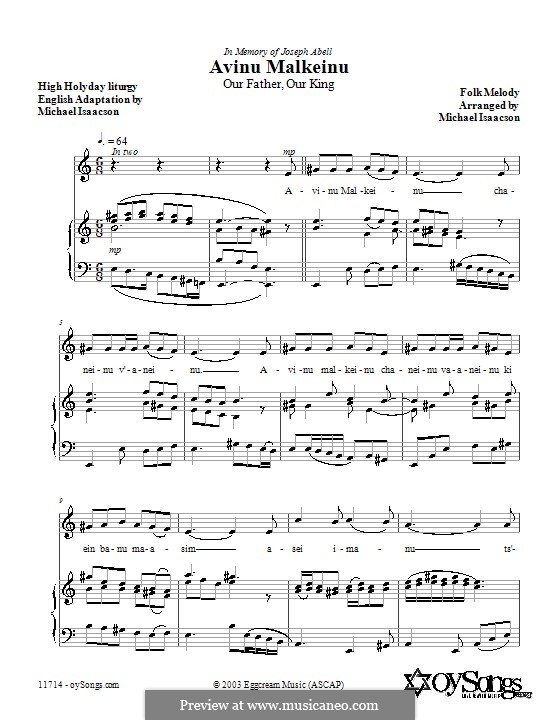 Avinu Malkeinu: Für Klavier by Michael Isaacson