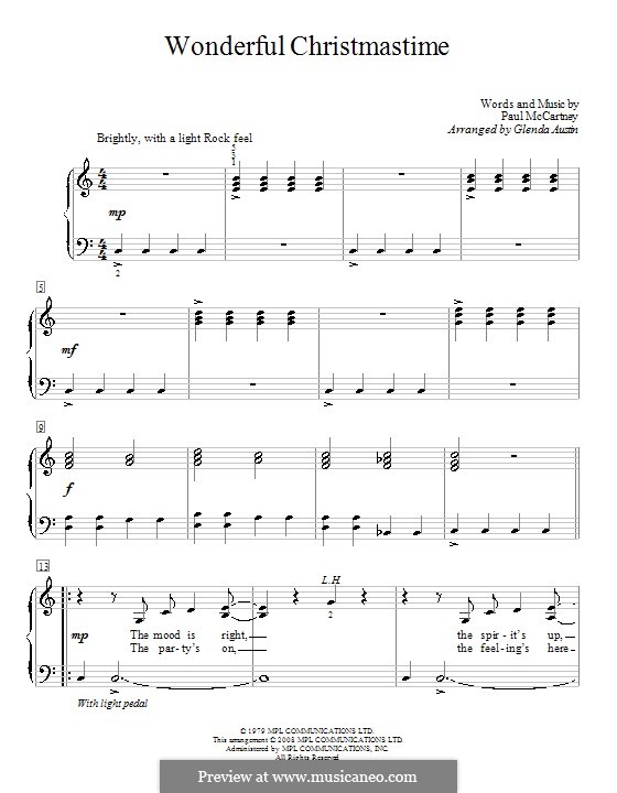 Wonderful Christmastime: Für Klavier by Paul McCartney
