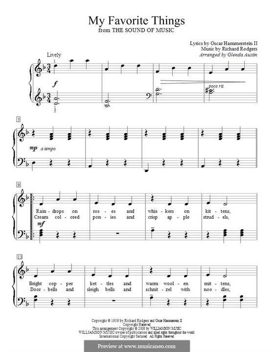 Piano version: Easy notes by Richard Rodgers