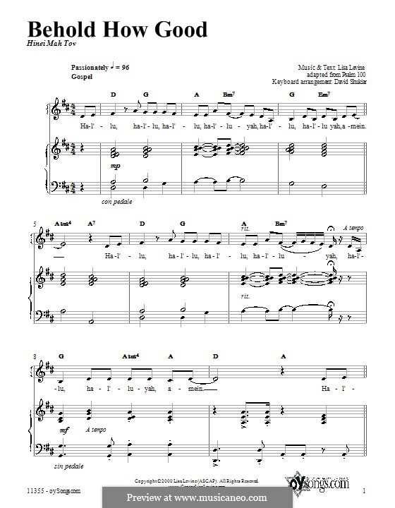 Behold how good von l levine noten auf musicaneo