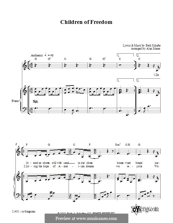 Children of Freedom: Für Stimme und Klavier (oder Gitarre) by Beth Schafer