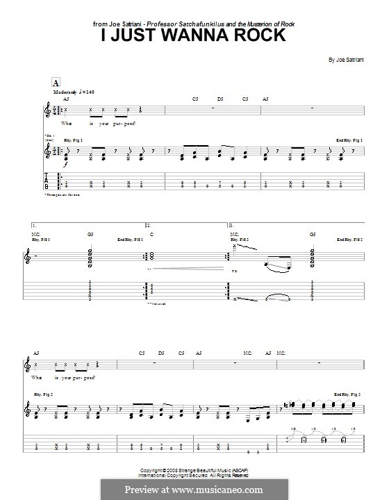 I Just Wanna Rock: Für Gitarre mit Tabulatur by Joe Satriani