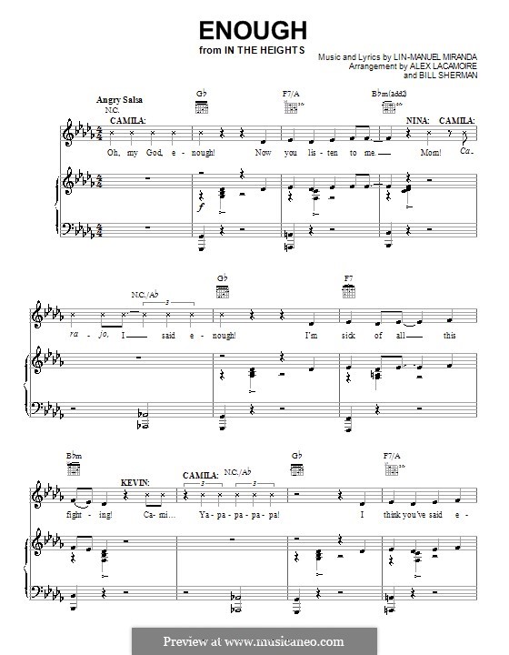 Enough: Für Stimme und Klavier (oder Gitarre) by Lin-Manuel Miranda