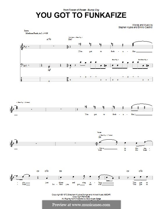 You Got To Funkafize (Tower of Power): Für Bassgitarre mit Tabulatur by Emilio Castillo, Stephen Kupka