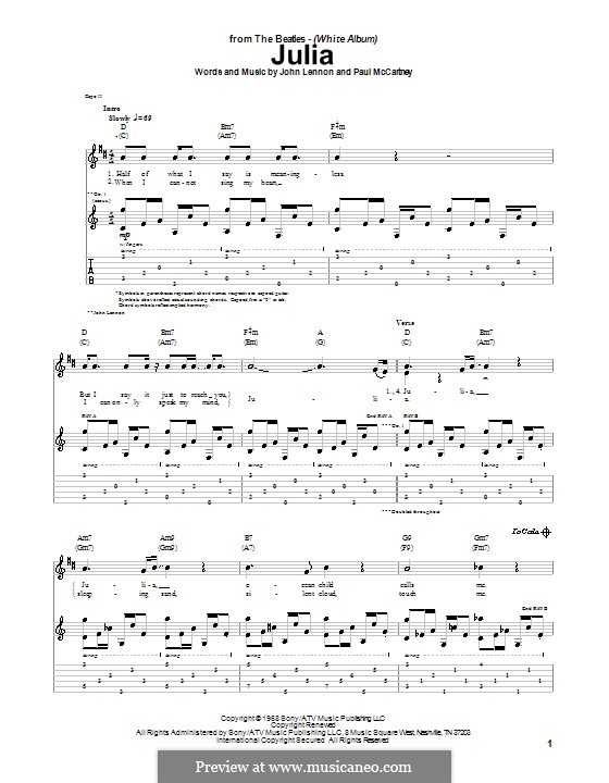 Julia (The Beatles): Für Gitarre mit Tabulatur by John Lennon, Paul McCartney