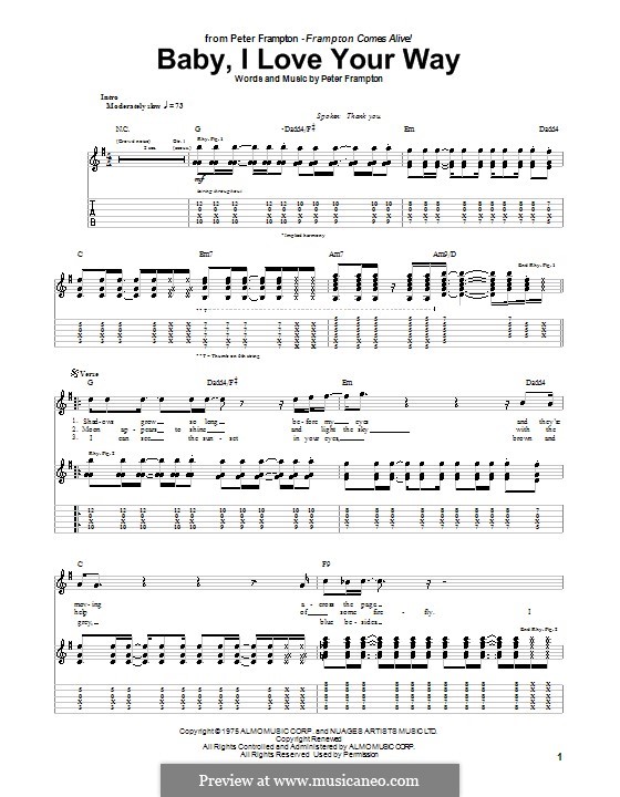 Baby, I Love Your Way: Für Gitarre mit Tabulatur by Peter Frampton