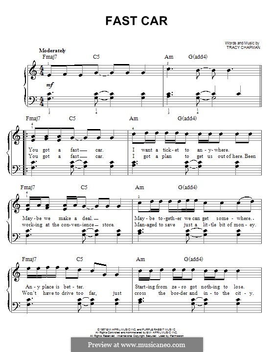 Fast Car: Für Klavier, leicht by Tracy Chapman