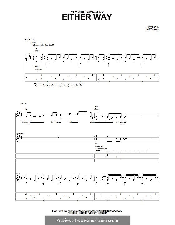 Either Way (Wilco): Für Gitarre mit Tab by Jeff Tweedy