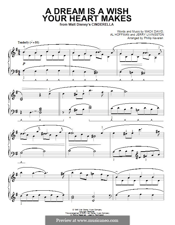 A Dream Is a Wish Your Heart Makes (from Disney's Cinderella): Für Klavier (mit Applikatur) by Al Hoffman, Jerry Livingston, Mack David
