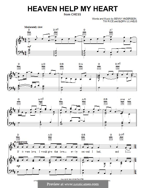 Heaven Help My Heart: Für Stimme und Klavier (oder Gitarre) by Benny Andersson, Björn Ulvaeus