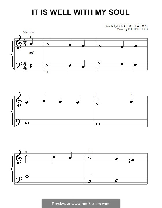 It Is Well with My Soul (Printable scores): Für Klavier (sehr leichte Fassung) by Philip Paul Bliss