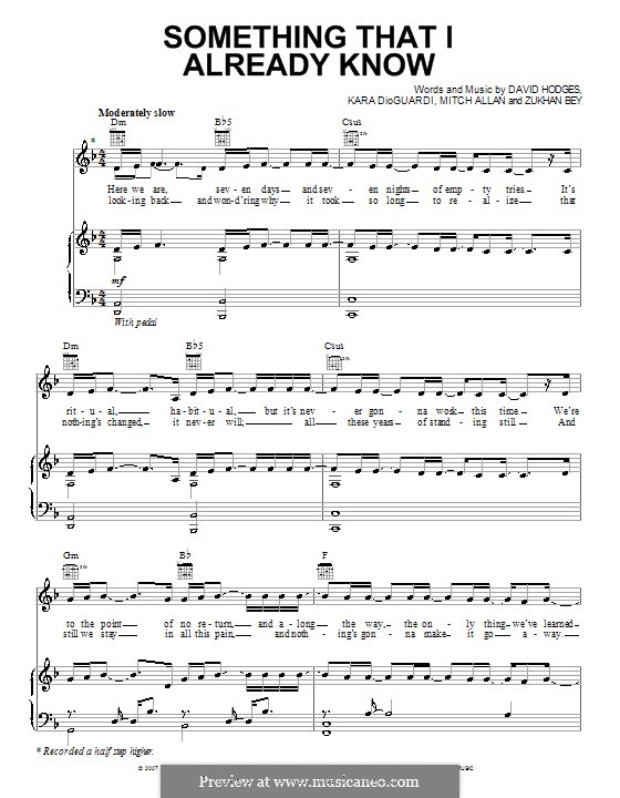 Something That I Already Know (Backstreet Boys): Für Stimme und Klavier (oder Gitarre) by David Hodges, Kara DioGuardi, Mitch Allan, Zukhan Bey