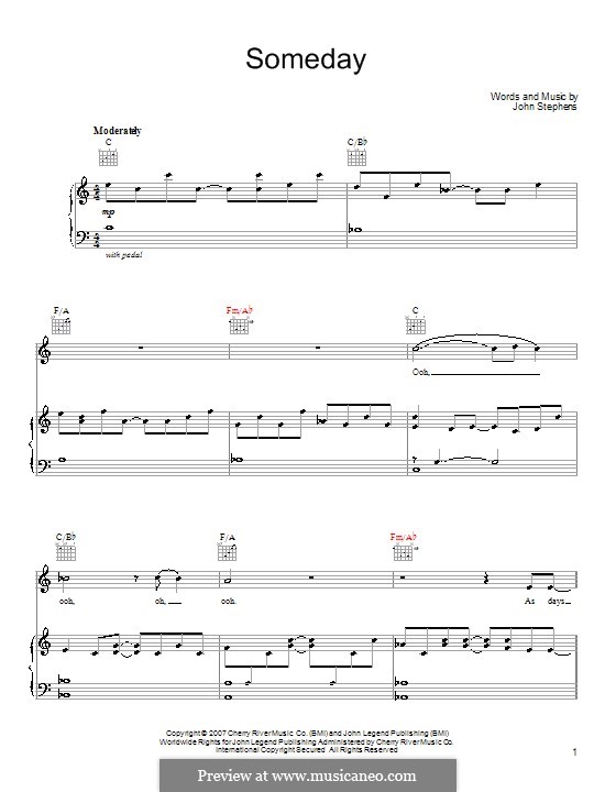 Someday (John Legend): Für Stimme und Klavier (oder Gitarre) by John Stephens