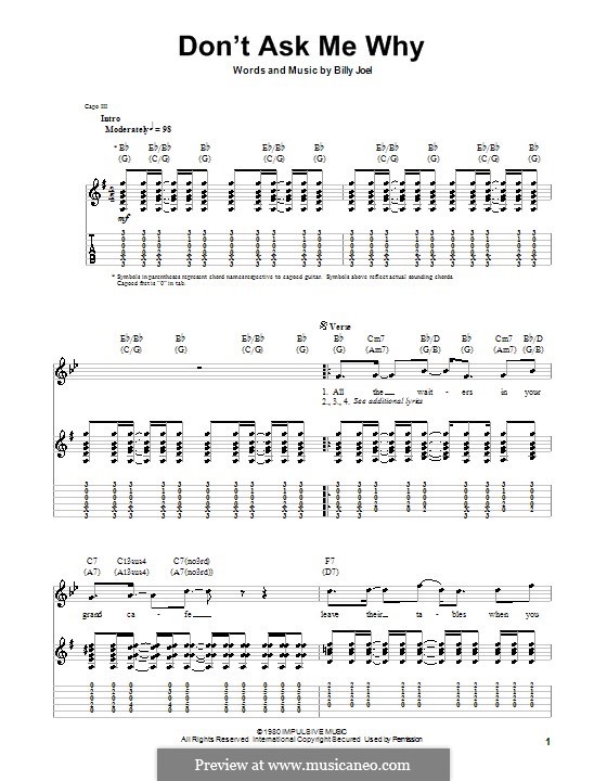 Don't Ask Me Why: Für Gitarre mit Tabulatur by Billy Joel