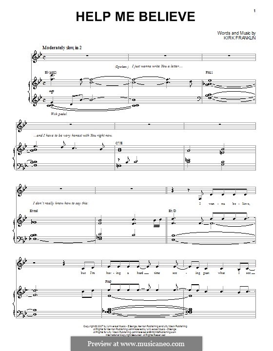 Help Me Believe: Für Stimme und Klavier (oder Gitarre) by Kirk Franklin