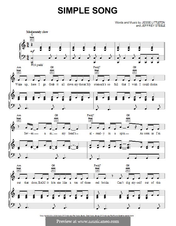 Simple Song (Miley Cyrus): Für Stimme und Klavier (oder Gitarre) by Jeffrey Steele, Jesse Littleton