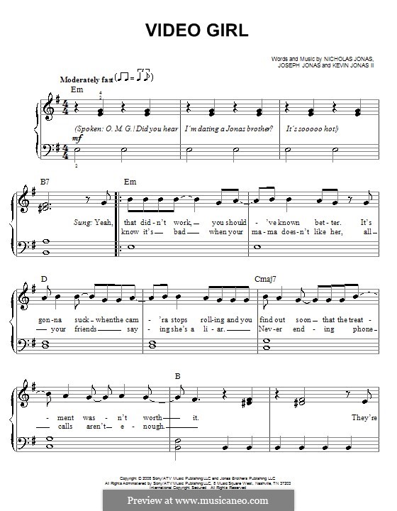 Video Girl (Jonas Brothers) von J. Jonas, K. Jonas Sr., N. Jonas auf
