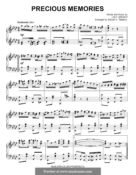 Precious Memories: Für Klavier by J. B. F. Wright