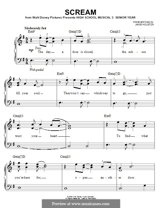 Scream (High School Musical 3): Für Klavier, leicht by Jamie Houston