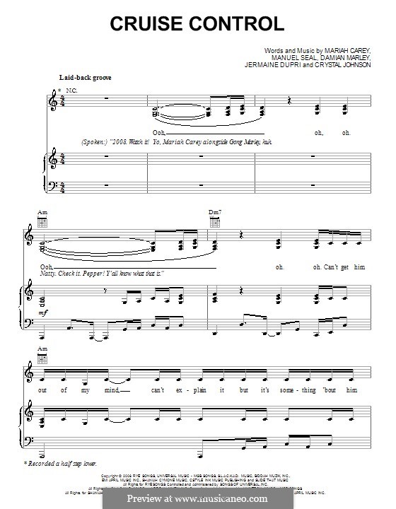 Cruise Control (Mariah Carey): Für Stimme und Klavier (oder Gitarre) by Crystal Johnson, Damian Marley, Jermaine Dupri, Manuel Seal